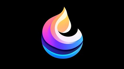 Vibrant Gradient Flame Drop Logo - Digital Illustration AI Generated