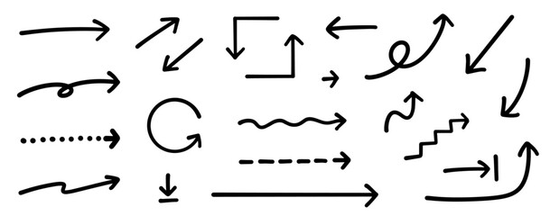 手書きのシンプルなやじるしセット