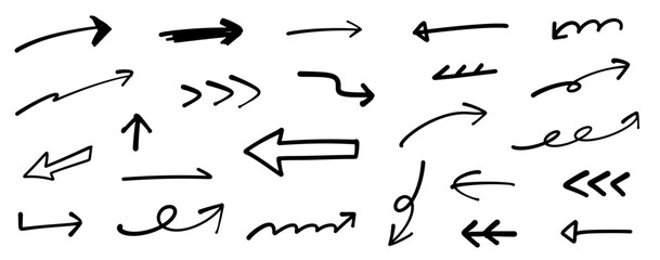 手書きのシンプルなやじるしセット