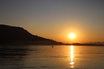 Golden Mekong Sunset in Sangthong District Vientiane Laos