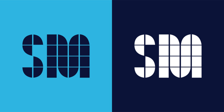 SM logo design with tile shape. Minimalist and modern vector illustration design suitable for business or brand
