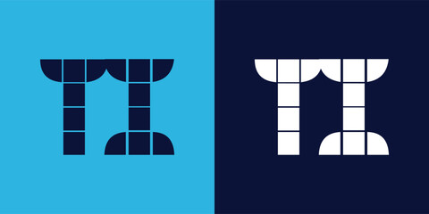 TI logo design with tile shape. Minimalist and modern vector illustration design suitable for business or brand