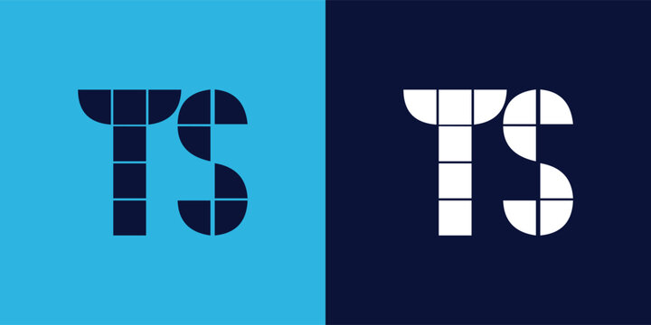 TS logo design with tile shape. Minimalist and modern vector illustration design suitable for business or brand