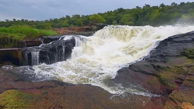 Murchison Falls, also known as Kabalega Falls, at the apex of Lake Albert on the Victoria Nile in&nbsp;Uganda