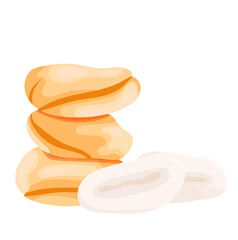 Peeled Palmyra Palm or Sugar Palm Fruit Illustration Isolated on White Background