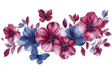 Floral Arrangement With Burgundy And Periwinkle Flowers