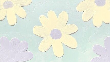 A pastel background features playful flowers in soft yellow and purple, creating a cheerful, artistic vibe.