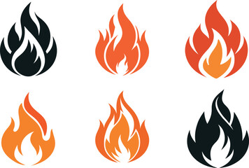 fire flames set, Fire illustration in flat style, set of fire vector icons. fire warning sign