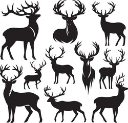 Naklejka premium Deer Silhouettes Collection