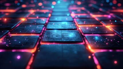 Obraz premium Abstract glowing futuristic grid