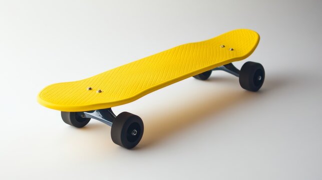 Yellow skateboard on white background