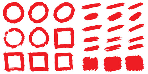 vector artwork features various hand-drawn elements such as red vector underlines, marker lines, squiggles, waves, circles, boxes, pen strokes, scratches, swishes, paint strokes, scribbles, and grunge