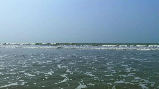 The World's Largest Natural Sea Beach Coxbazar, Cox's Bazar, coxbazar sea beach. Beautiful sea waves 