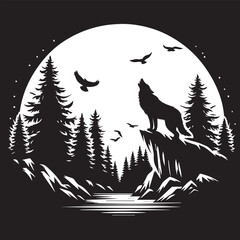 Fototapeta premium wolf howling at night