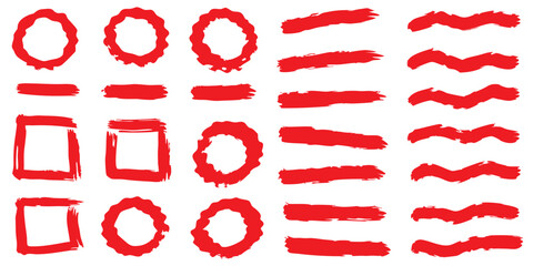 vector artwork features various hand-drawn elements such as red vector underlines, marker lines, squiggles, waves, circles, boxes, pen strokes, scratches, swishes, paint strokes, scribbles, and grunge