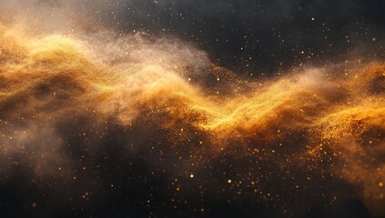 Fototapeta premium Golden Dust and Sparkles Create a Dreamy Abstract Background for Artistic Designs and Creative Projects in Visual Media