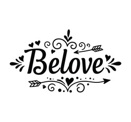Beautiful  typography vector on white background, black and white Design