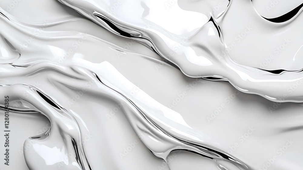 Poster abstract close up of flowing white liquid, creating dynamic curves and swirls. the texture appears s
