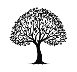 Obraz premium Black Tree vector silhouette on white background