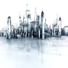 Obraz premium Abstract Futuristic Cityscape in Monochrome