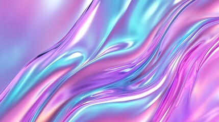 Fototapeta premium Abstract image featuring vibrant swirls of iridescent pink, purple, and blue hues. The fluid, flowing design creates a sense of movement and energy. The colors are highly saturated, and the texture