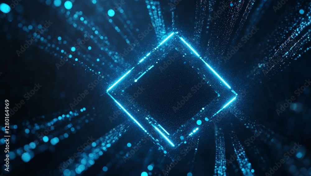 Leinwandbilder glowing square data tunnel abstract background