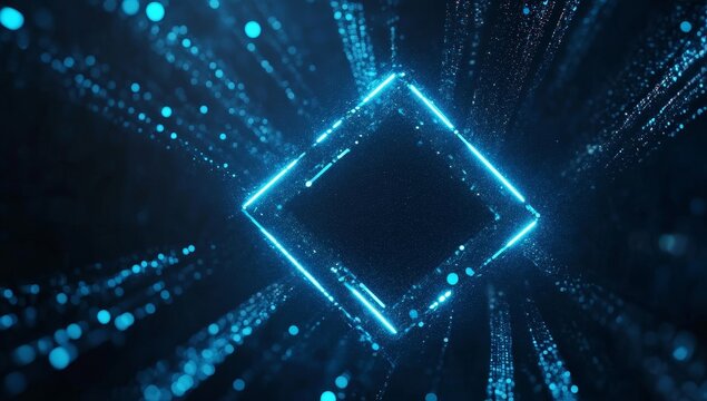 Glowing square data tunnel abstract background