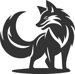 A fox growling, its stance aggressive vector animal silhouette