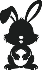 Cute Easter Bunny Silhouette Holding an Egg – Vector Illustration