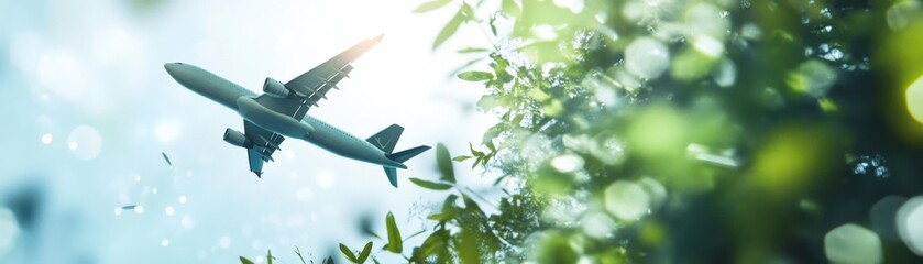 Naklejka premium Carbonneutral airlines prioritize sustainability in aviation.