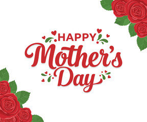 Happy Mothers Day Calligraphy, Mother's Day lettering card with hand drawn heart.Happy Mother's Day Celebration