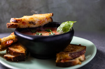 Grilled Cheese Sandwiches with Hot Tomato Soup