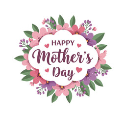Vector flowers with lettering 