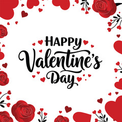 Happy valentine's day typography, Valentines day background with heart pattern. Happy valentines day. 