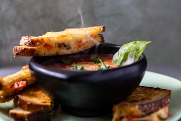 Grilled Cheese Sandwiches with Hot Tomato Soup