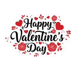 Happy valentine's day typography, Valentines day background with heart pattern. Happy valentines day. 