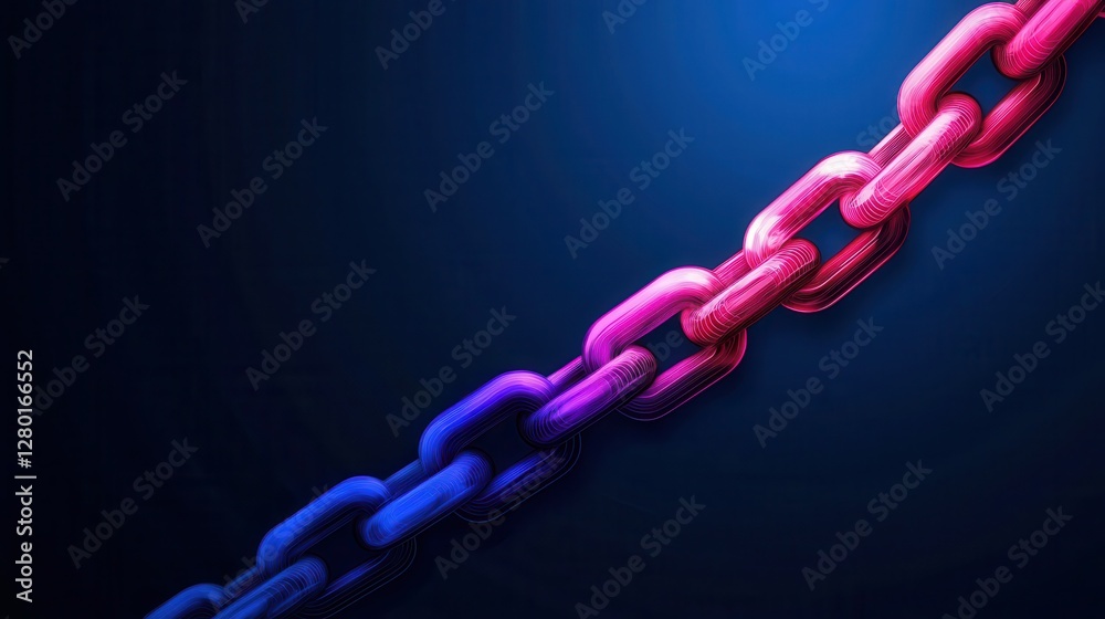 Poster a colorful, stylized chain link against a dark background, highlighting the connection and strength 
