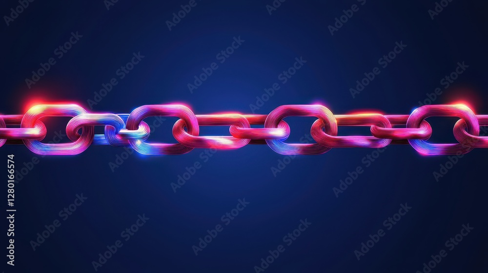 Poster a vibrant, glowing chain links against a deep blue background, symbolizing strength and connectivity