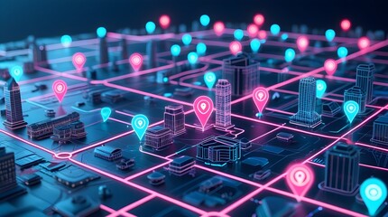 A city map with many buildings  locations of various buildings and streets