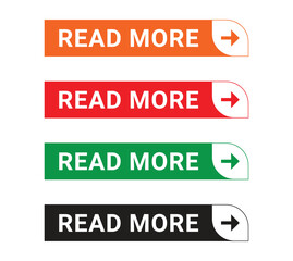 Read more buttons collection with arrow and  cursor pointer. Gradient button with shadow. Set of digital web buttons. 