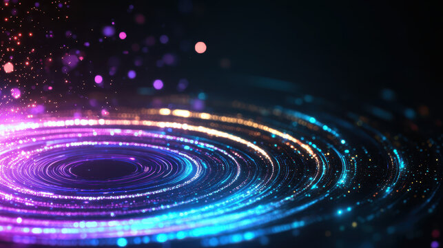 Colorful ripple effect with glowing particles creating high tech vibe