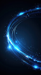 Obraz premium Bright blue light trails create dynamic abstract background with sparkles