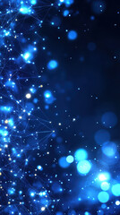 Obraz premium Bright blue abstract background with glowing particles and connections