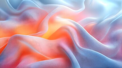 Obraz premium Close up of soft white and orange cotton fabric texture with folds and pastel colors