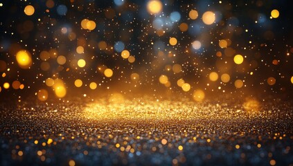 Magical Bokeh Lights Background with Glowing Particles in a Dark Setting for Holiday, Party and Celebration Themes