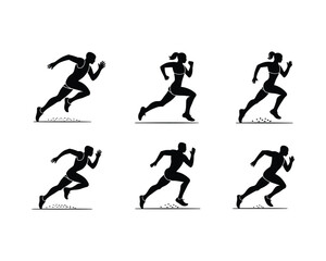 Elegant Running Silhouette Vector Template Set