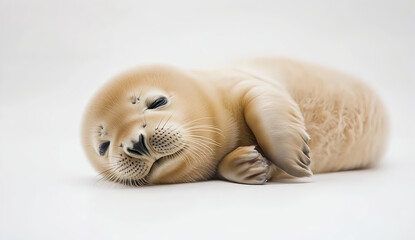 Obraz premium Adorable Baby Seal Pup Sleeping