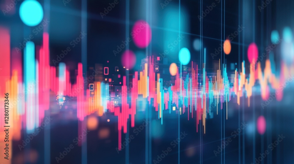 Poster a sleek business data collapse visualization with glowing cyber structures and crisp textures.