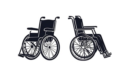 Fototapeta premium Two Wheelchair Silhouettes: A Simple Vector Illustration AI Generated