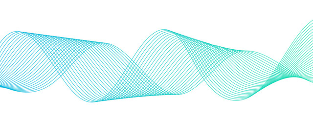 Vector background with sky blue wavy lines created using blend tool. Blue wave line isolated white background. Modern abstract glowing wave with dynamic flowing wave lines design element.